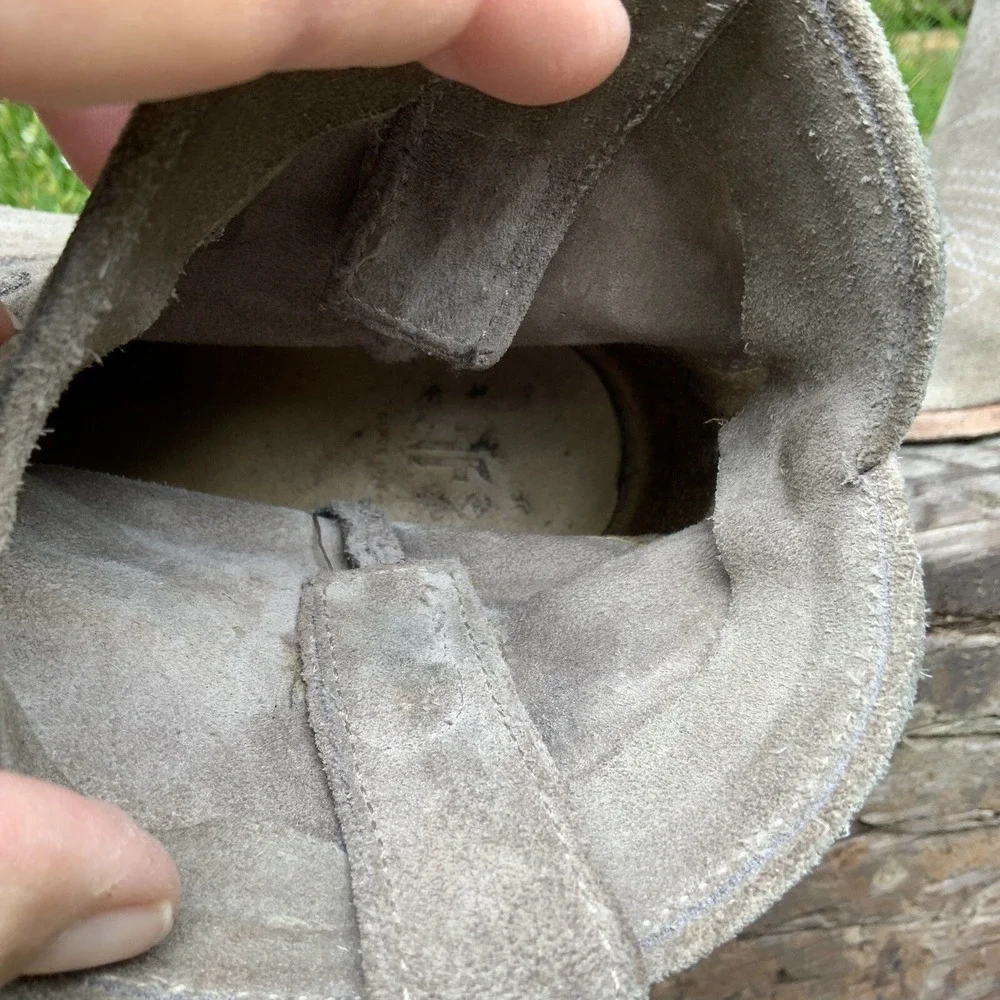 Frye Light Gray Taupe Suede Western-Style Ankle Boots